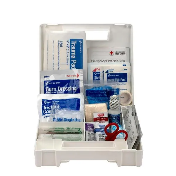 25 Person First Aid Kit, ANSI 2015 Class A, Plastic Case with Dividers