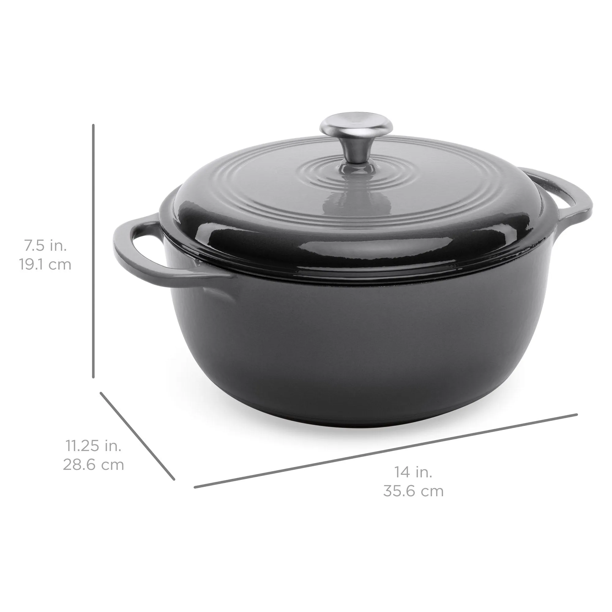 6qt Non-Stick Enamel Cast-Iron Dutch Oven Kitchen Cookware w/ Side Handles