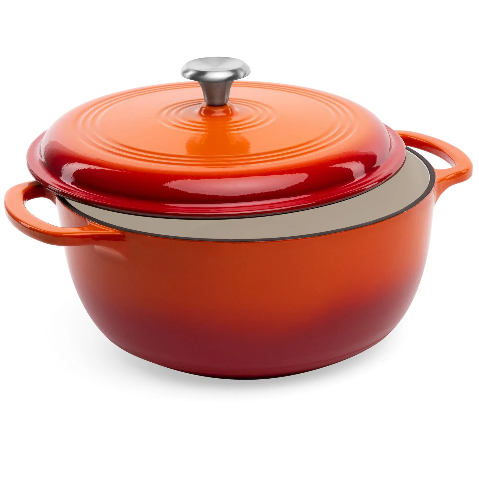 6qt Non-Stick Enamel Cast-Iron Dutch Oven Kitchen Cookware w/ Side Handles