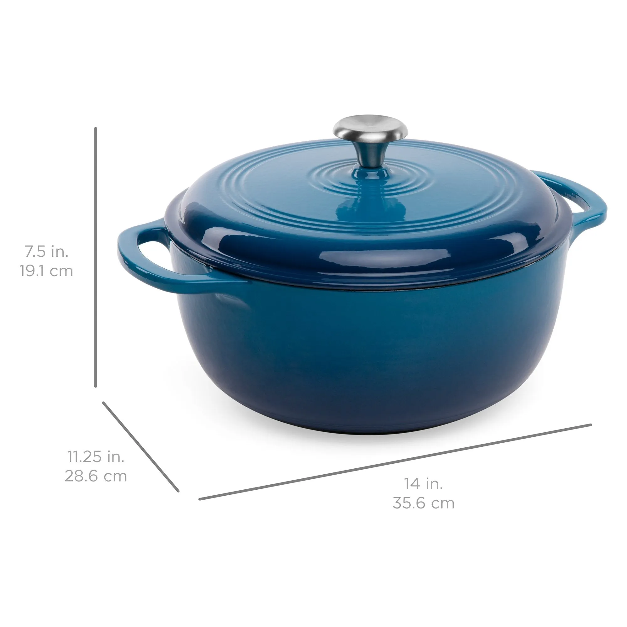 6qt Non-Stick Enamel Cast-Iron Dutch Oven Kitchen Cookware w/ Side Handles