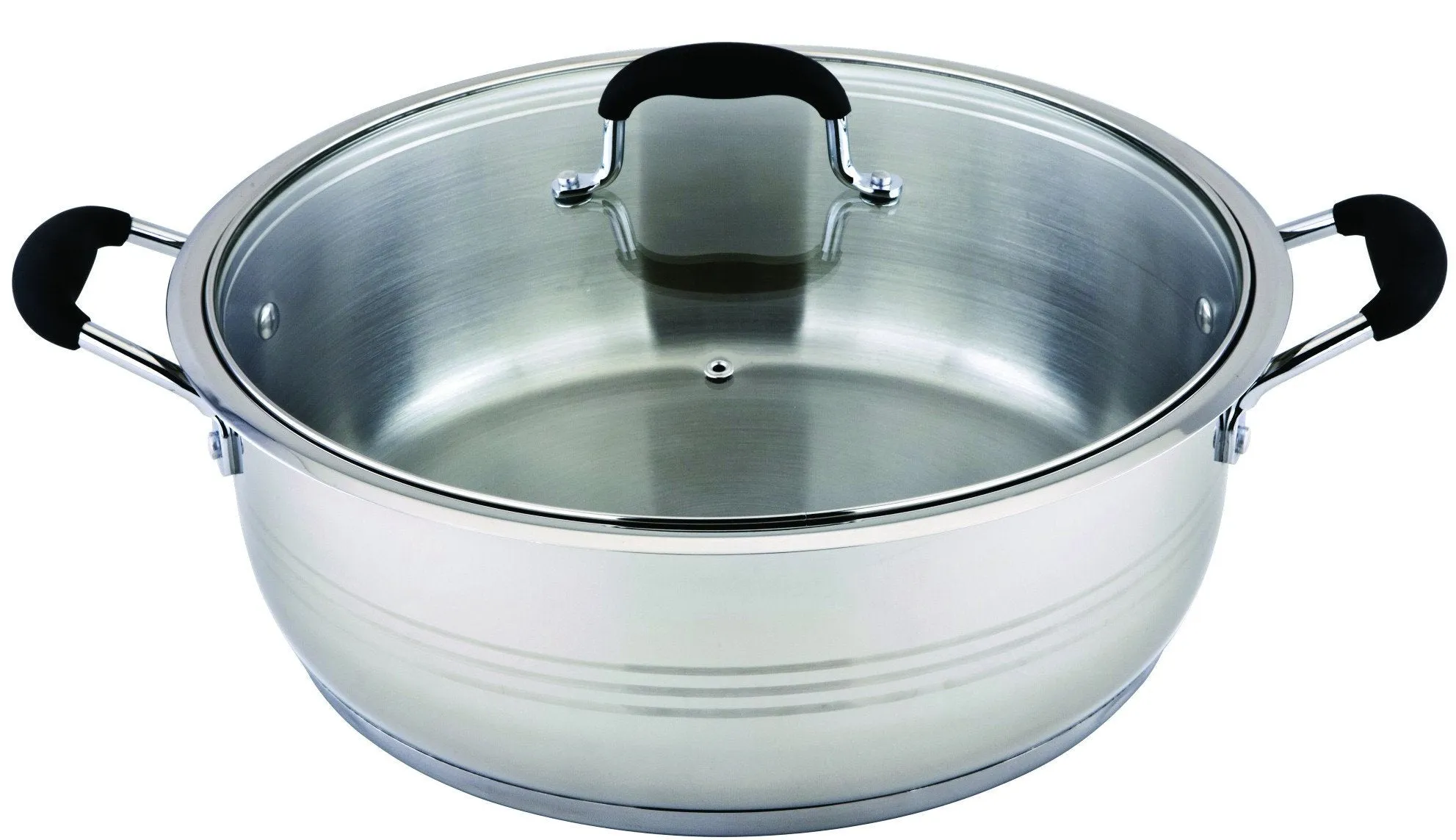 All American Collection Stainless Steel Low Pot with Thick Capsule, Silicone Handles and Knobs