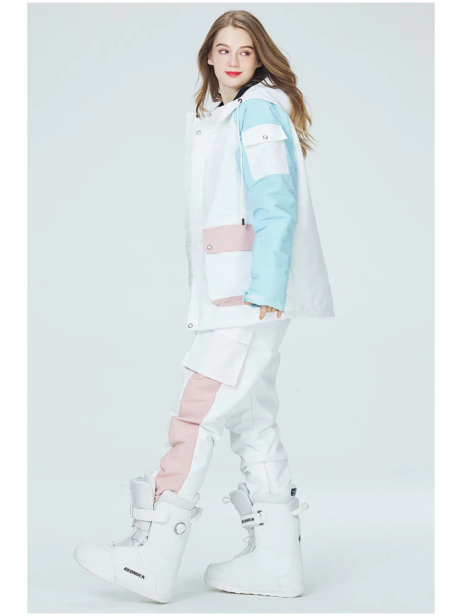 Colorblock Women Ski Anorak Jacket & Cargo Pants