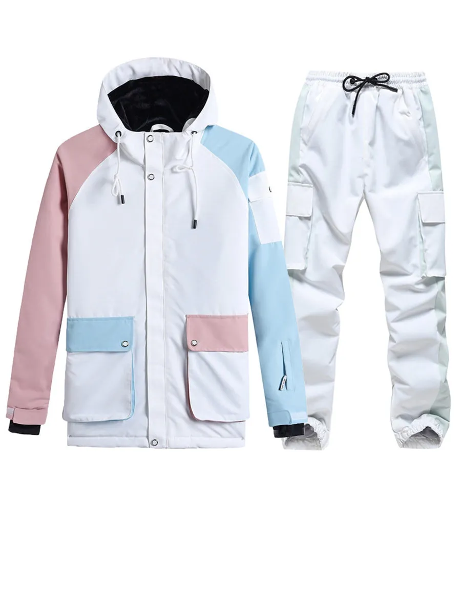 Colorblock Women Ski Anorak Jacket & Cargo Pants