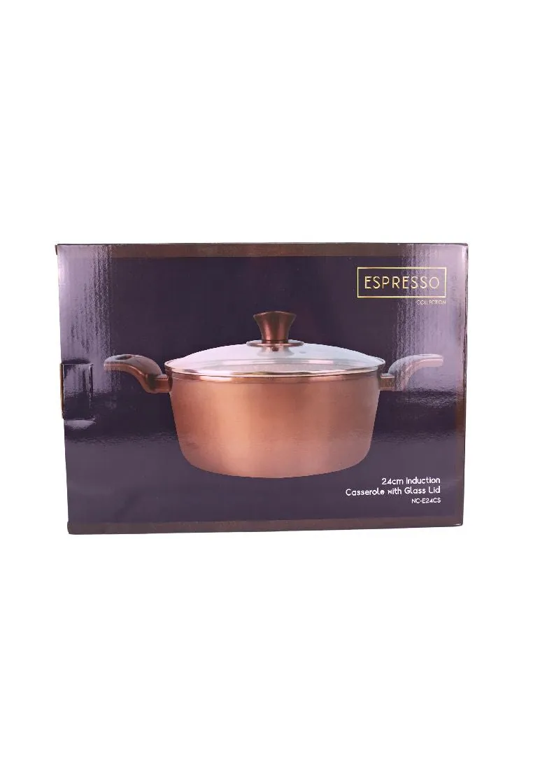 Cuisson Espresso Collection Brown Casserole 24cm with Glass Lid