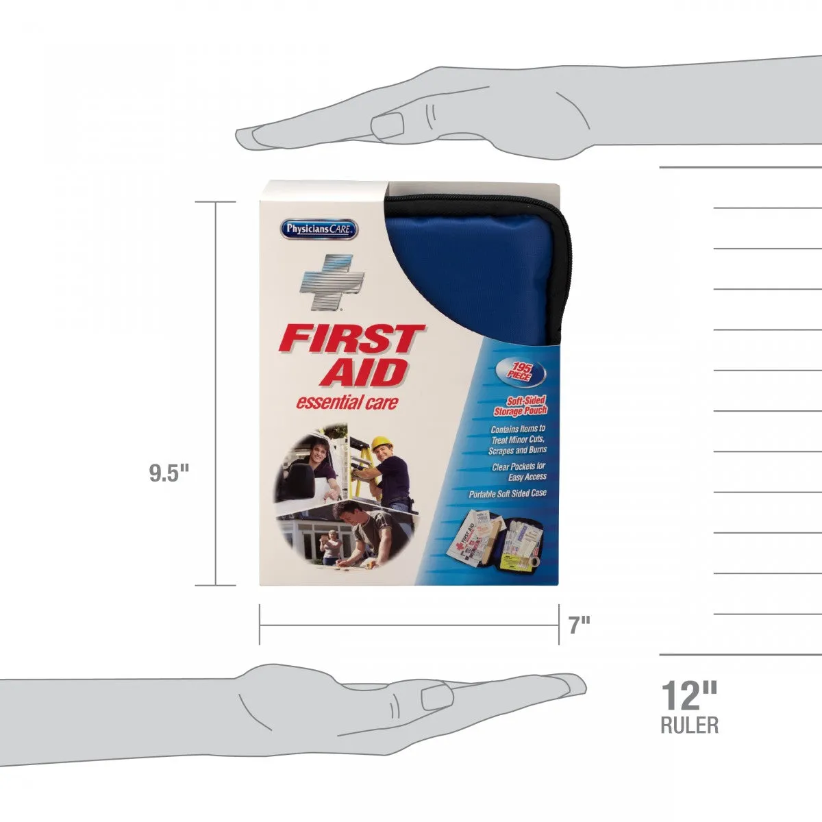 First Aid Essential Care Soft Sided First Aid Kit, 195 Pieces - W-90167