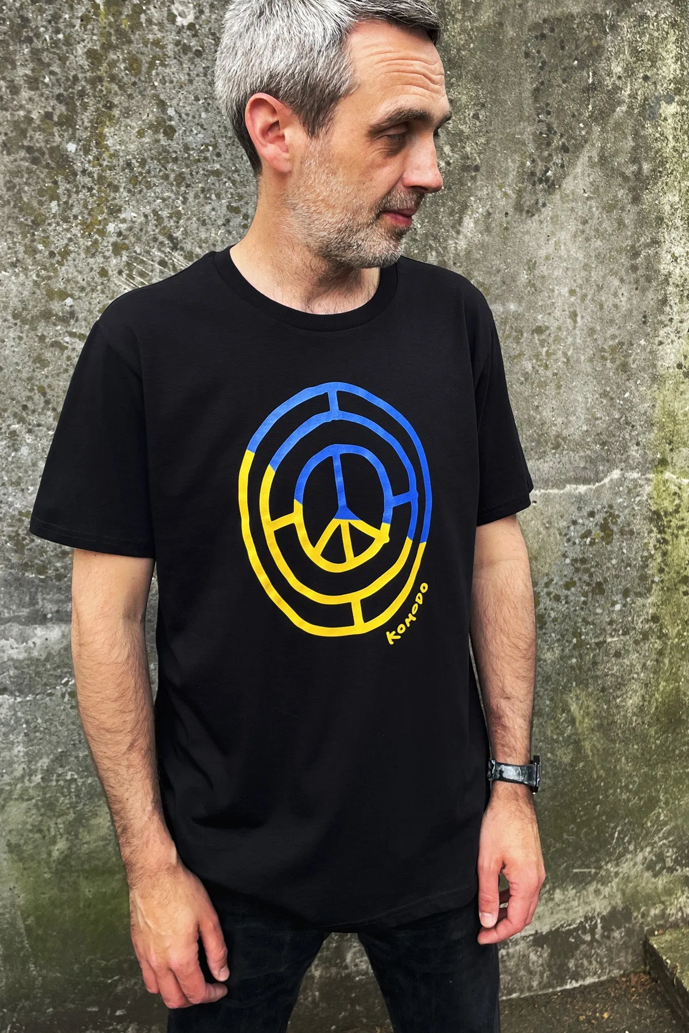 PEACE 4 UKRAINE Organic cotton mens tee - Black