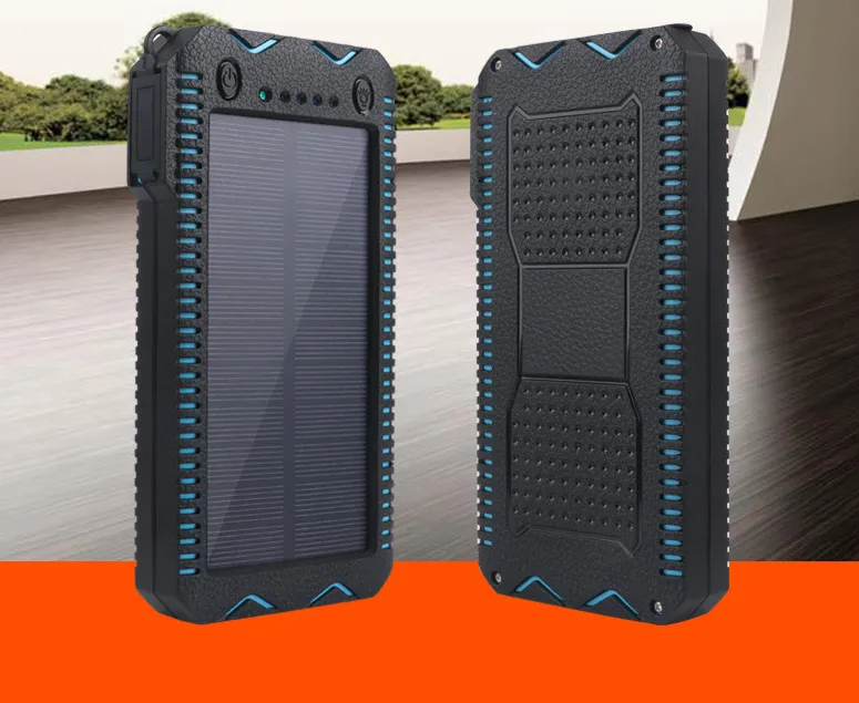 Portable Outdoor Waterproof Solar Power Bank Camping External Backup Battery Pack Dual