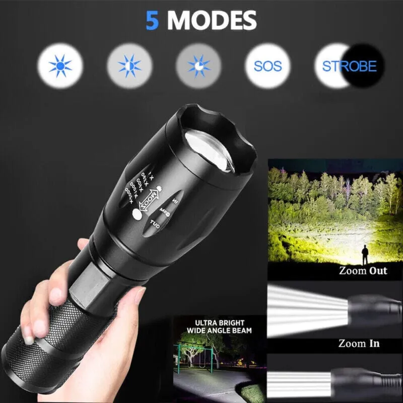 SMAXPro™ 3pk Tactical LED Zoomable Flashlights: Super Bright, 5 Modes, Waterproof